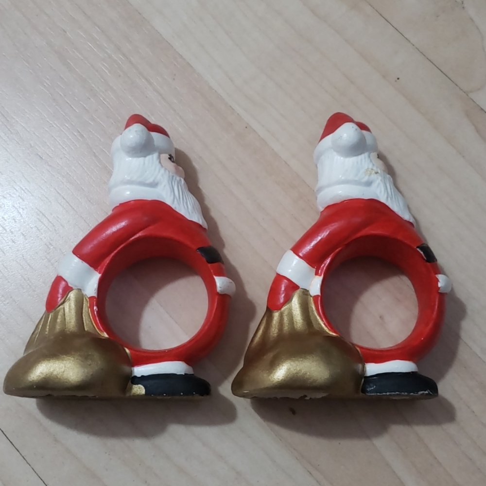 Handmade/Handpainted Standing Santa Napkin Rings - Picture 2 of 4